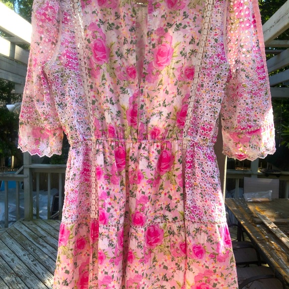 COPY - LOVE SHACK FANCY - Pink Floral Dress Size Large - Picture 6 of 13